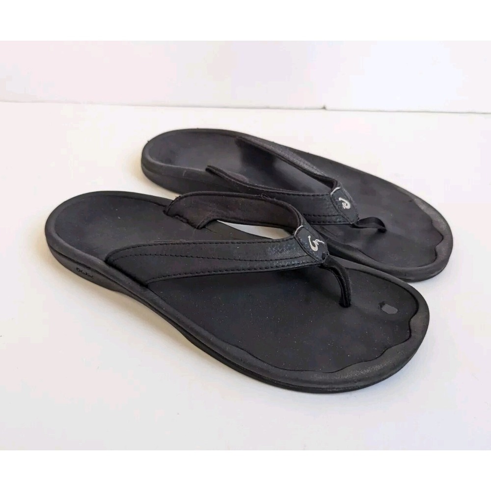 OluKai Women's Sz 9-10? Ohana Flip Flop Sandals Black